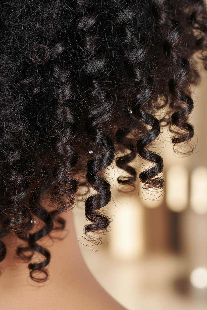 Gros plan sur les boucles définies et brillantes